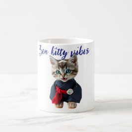 😻 Kawaii-Katze in blauem Kimono - Japanische Kuns Kaffeetasse