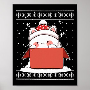 Kawaii Katze in einer Schachtel Weihnachten Niedli Poster
