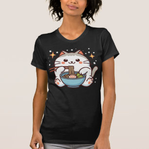 Kawaii-Katze isst Ramen-Nudeln Anime-T-Shirt T-Shirt