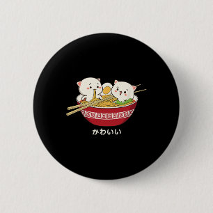 Kawaii Katze Japanisch Tokio Anime Cat Ramen T Shi Button