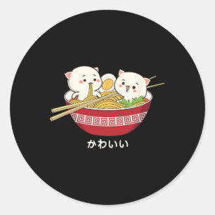 Kawaii Katze Japanisch Tokio Anime Cat Ramen T Shi Runder Aufkleber