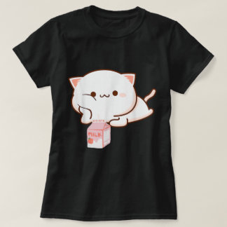 Kawaii-Katze mit Erdbeermilch T-Shirt