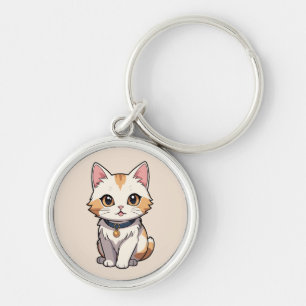 Kawaii Katze mit Feline Charm Schlüsselanhänger