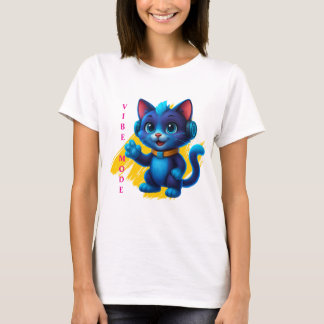 Kawaii Katze mit Kopfhörern T-Shirt