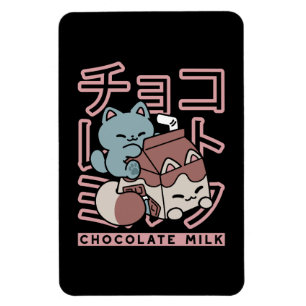 Kawaii-Katze mit Schokoladenmilch – Japanische Pop Magnet
