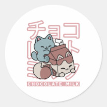 Kawaii-Katze mit Schokoladenmilch – Japanische Pop