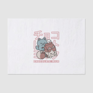 Kawaii-Katze mit Schokoladenmilch – Japanische Pop Seidenpapier