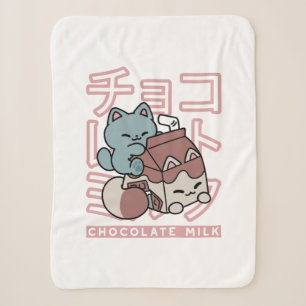 Kawaii-Katze mit Schokoladenmilch – Japanische Pop Sherpadecke