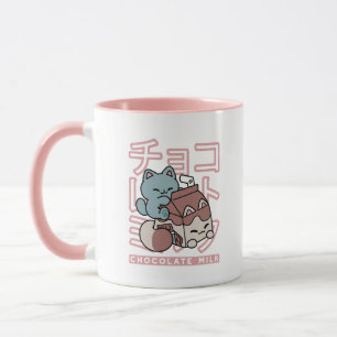 Kawaii-Katze mit Schokoladenmilch – Japanische Pop Tasse