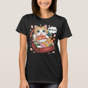 Kawaii Katze mit Sushi T-Shirt