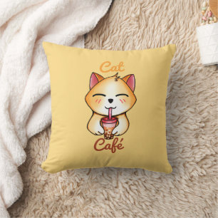 kawaii Katze trinkt Boba Milchtee Kissen