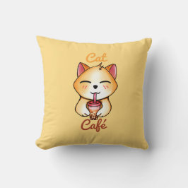 Kawaii Katze trinkt Boba Milk Tee Kissen