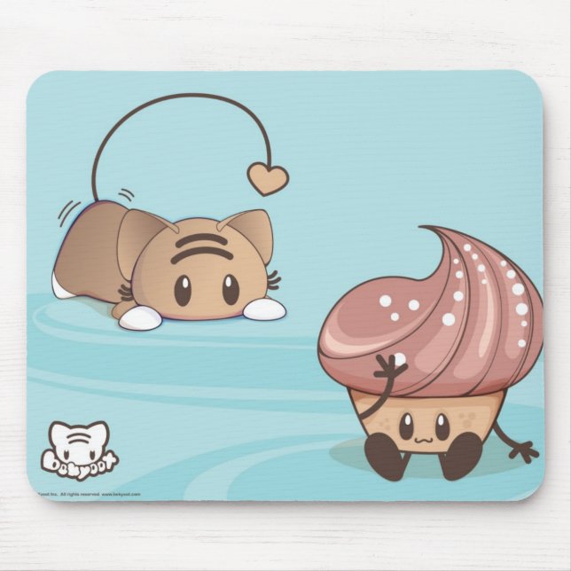 Kawaii Katze u. Kuchen Mousepad. Mousepad (Vorne)