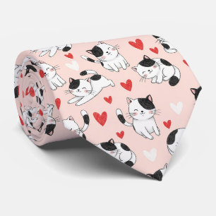 Kawaii-Katze und Herz-Valentinstagsmuster (7) Krawatte