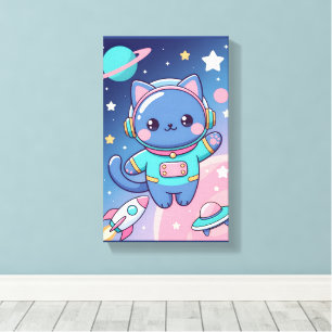Kawaii Katzen Astronaut Weltraum Süße Galaktische  Leinwanddruck