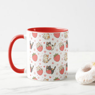 Kawaii Katzen & Erdbeeren Tasse