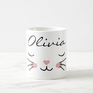 Kawaii-Katzen-Gesicht-Schlafkatze-Tasse mit indivi Kaffeetasse