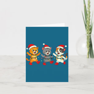 Kawaii-Katzen-Santa-Hut-Tanzlichter-Weihnachten-Da Karte
