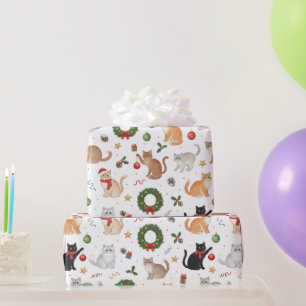 Kawaii-Katzen und Weihnachtsdekorationen Geschenkp Geschenkpapier