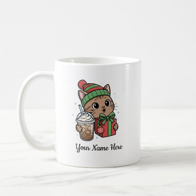 Kawaii-Katzen-Weihnachts-Kaffeetasse Kaffeetasse (Links)