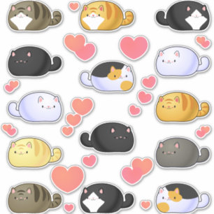 Kawaii Katzen-Zusammenstellungs-Vinylaufkleber Aufkleber
