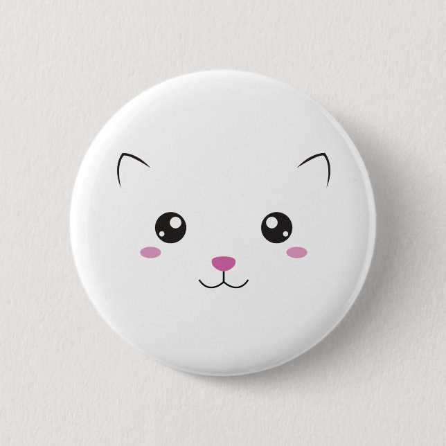 Kawaii Katzengesicht Button (Vorderseite)