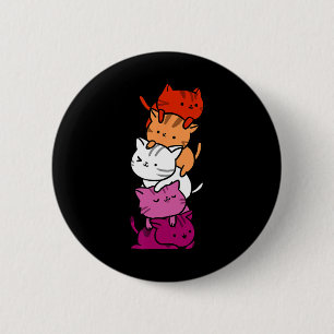 Kawaii Katzenhaufen Orange Rosa Lesbischer Stolz M Button