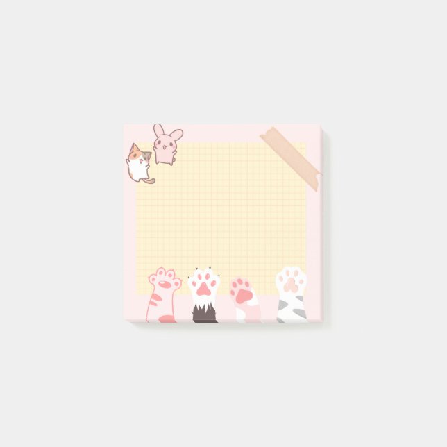  Kawaii Katzenkätzchen pastellfarbener Liebhaber M Post-it Klebezettel (Vorderseite)