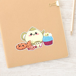 kawaii Kekse und warme Teestunde Aufkleber