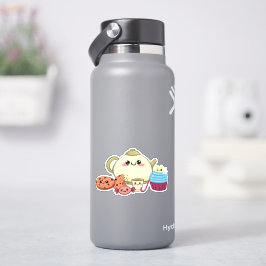 Kawaii-Kekse und warme Teezeit Aufkleber