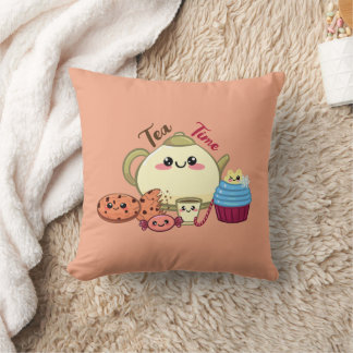 Kawaii-Kekse und warme Teezeit Kissen