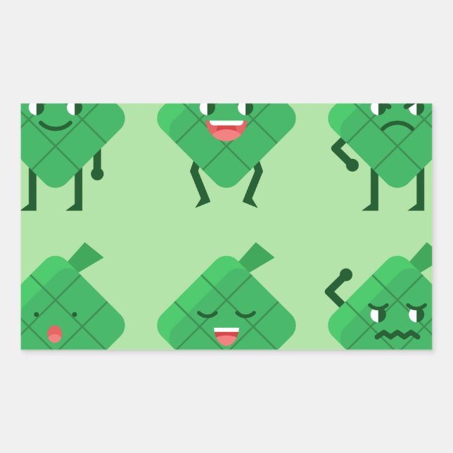 Kawaii Ketupat Rechteckiger Aufkleber (Vorderseite)