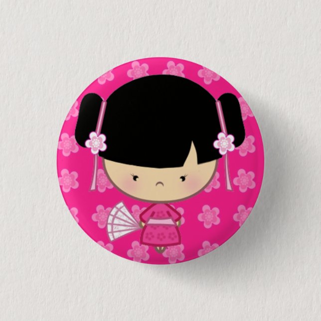 Kawaii Kimono-Abzeichen Button (Vorderseite)