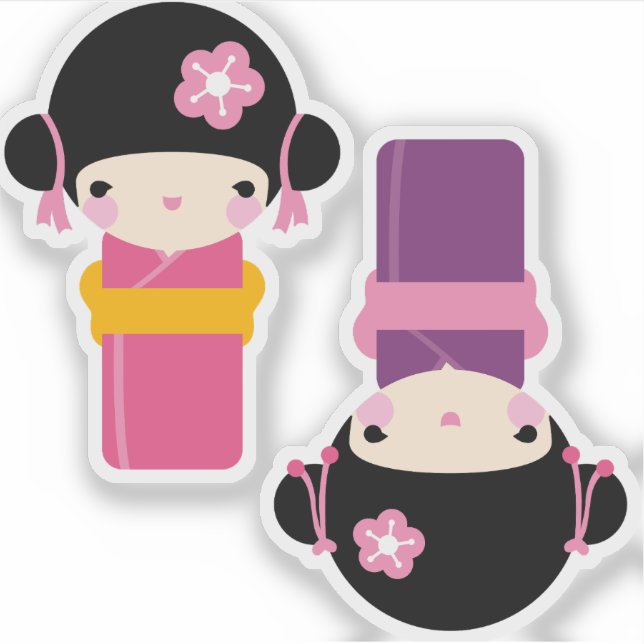 Kawaii Kimono PuppStickers Aufkleber (Vorderseite)