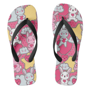 Kawaii-Kindermuster mit Niedlichen Doodles Flip Flops