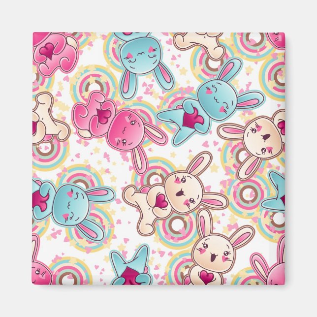 Kawaii Kindermuster mit Niedlichen Doodles Magnet (Vorne)