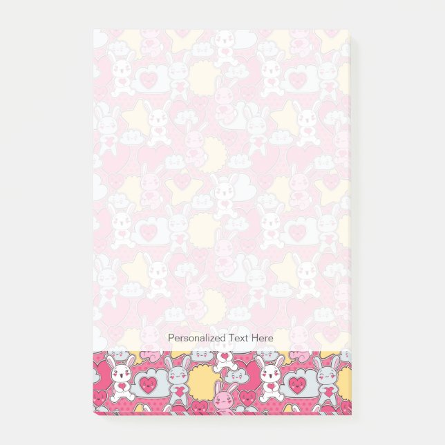Kawaii-Kindermuster mit Niedlichen Doodles Post-it Klebezettel (Vorderseite)