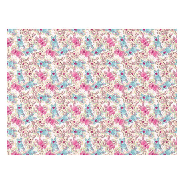 Kawaii Kindermuster mit niedlichen Gekritzeln 2 Tischdecke (Vorderseite (Horizontal))