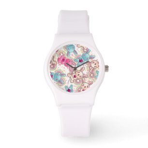 Kawaii Kindermuster mit niedlichen Gekritzeln Armbanduhr
