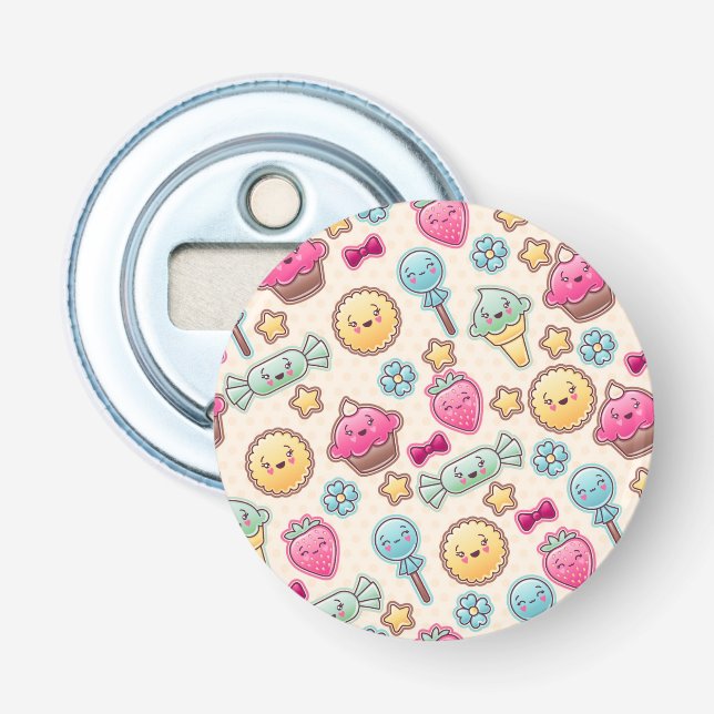 Kawaii Kindermuster mit niedlichen Gekritzeln Flaschenöffner (Vorderseite)