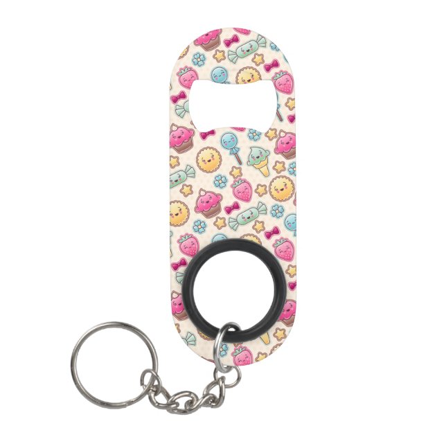 Kawaii Kindermuster mit niedlichen Gekritzeln Schlüsselanhänger Flaschenöffner (Vorderseite)