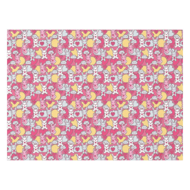 Kawaii Kindermuster mit niedlichen Gekritzeln Tischdecke (Vorderseite (Horizontal))