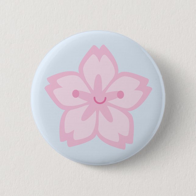 Kawaii Kirschblüte Kirschblüten-Blume Button (Vorderseite)