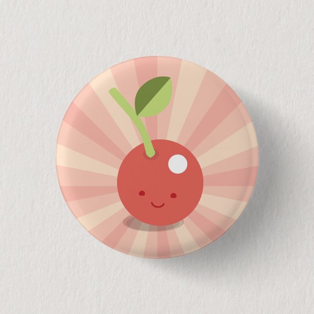 Kawaii Kirschknopf Button (Vorderseite)