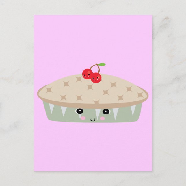 Kawaii-Kirschkuchen Postkarte (Vorderseite)