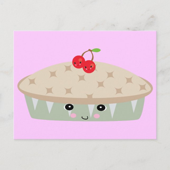 Kawaii-Kirschkuchen Postkarte (Vorderseite)