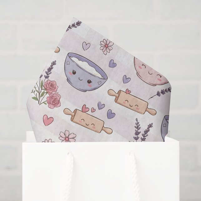 Kawaii Kitchen Heart Baking Pink White Purple Seidenpapier (Geschenktüte)