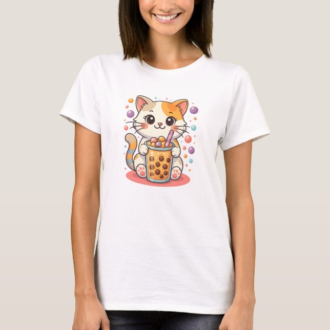 Kawaii Kitten Bubble Tee - Niedlich Calico Katze B (Vorderseite)
