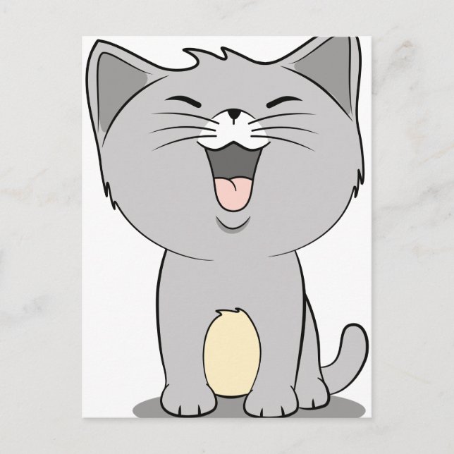Kawaii kitten grau postkarte (Vorderseite)