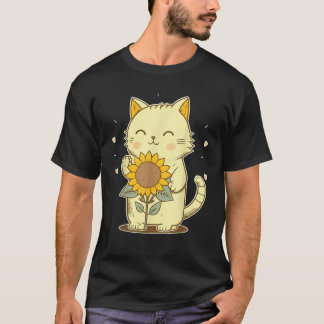 Kawaii Kitten Kitty Anime Cat Sunflower Sunshine V T-Shirt